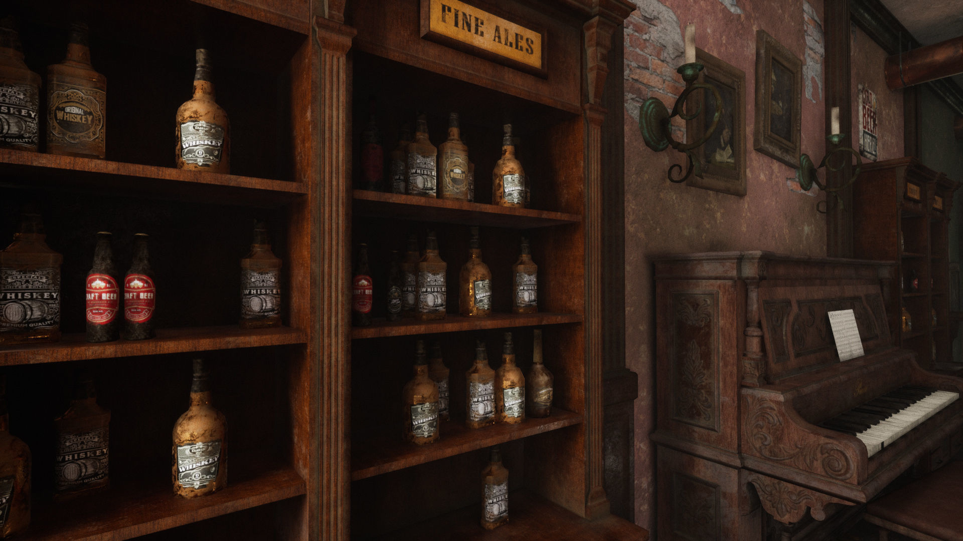 Abandoned Irish Pub Low-poly 3D model_12