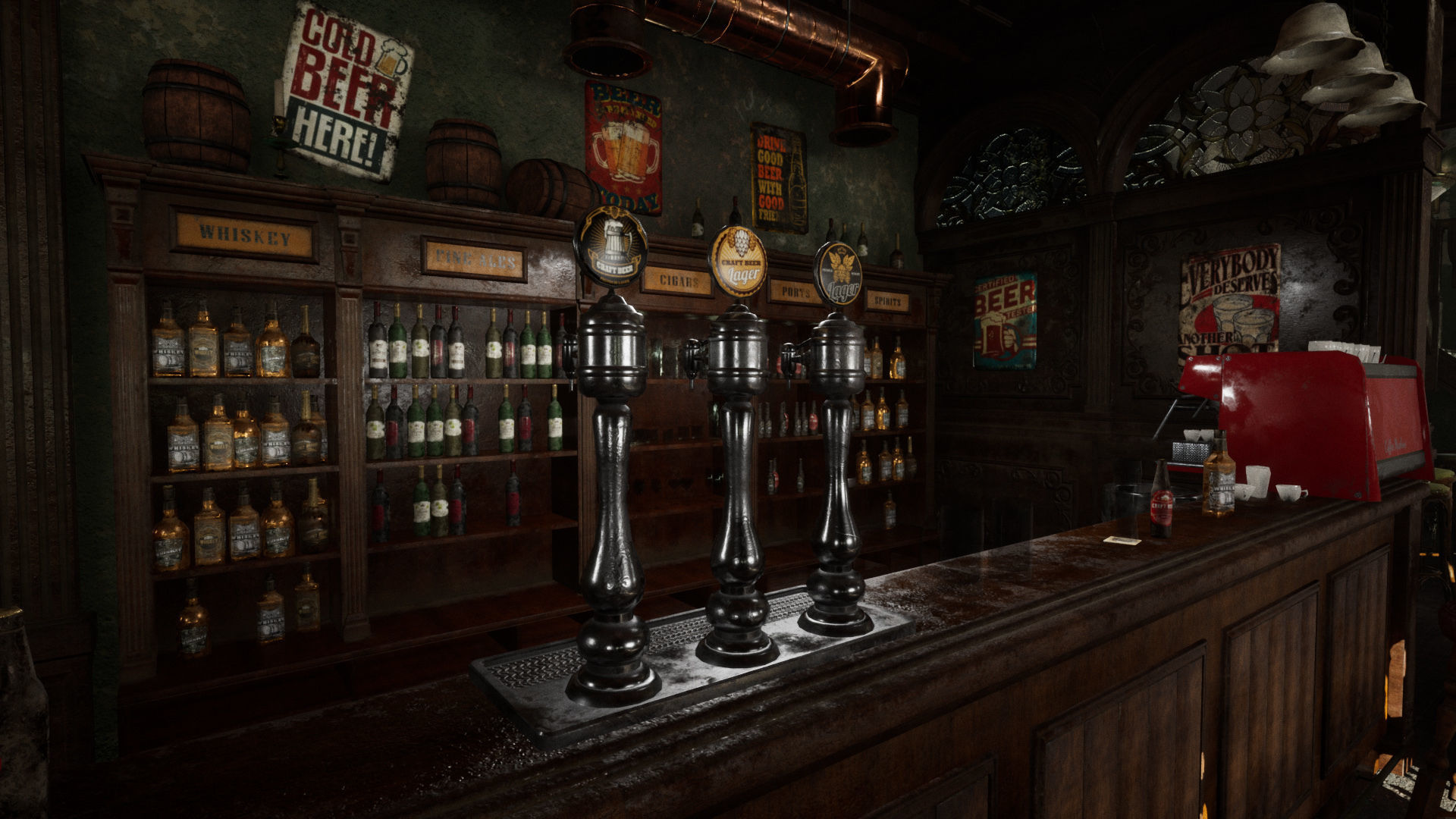 Abandoned Irish Pub Low-poly 3D model_14