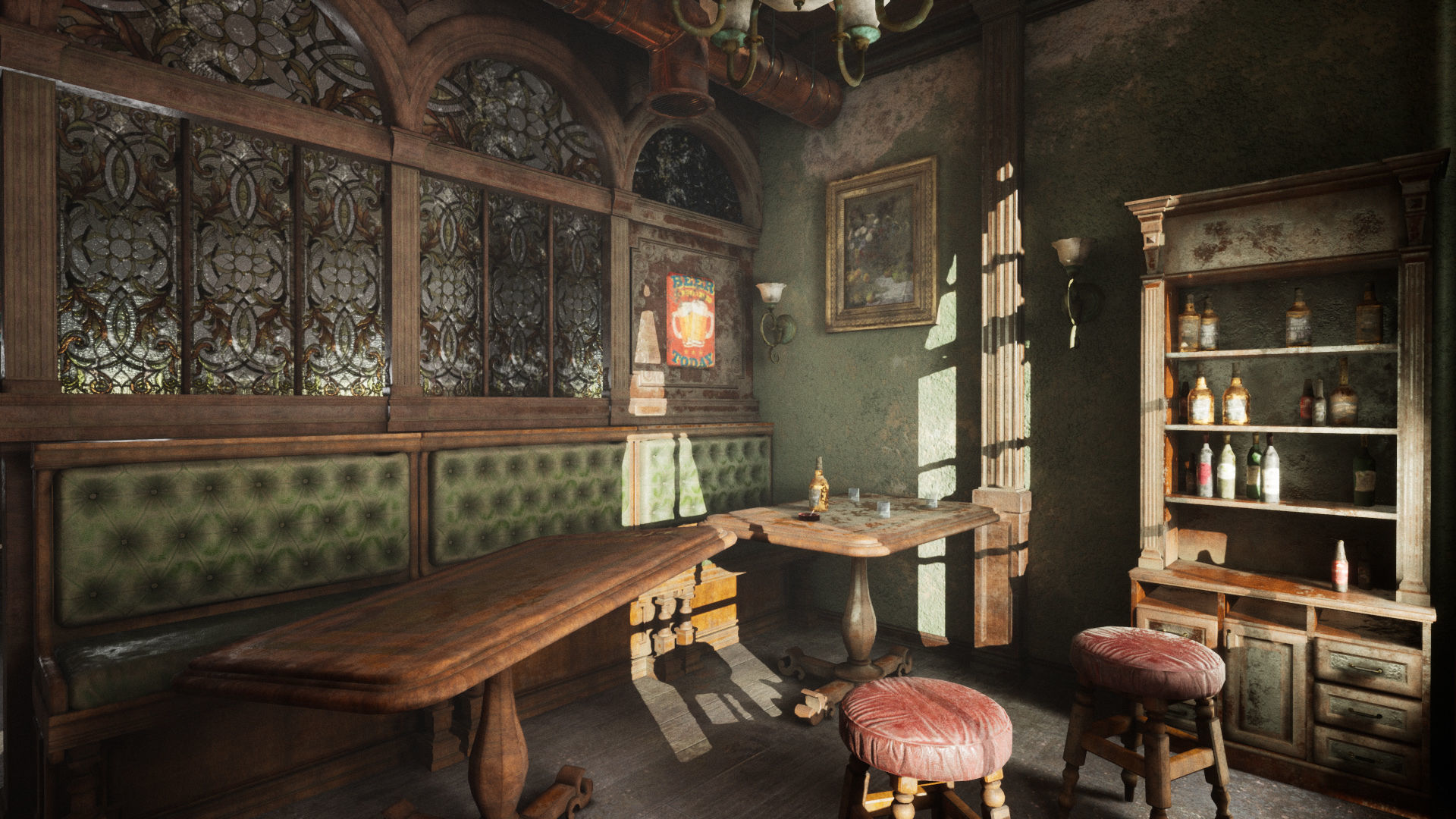Abandoned Irish Pub Low-poly 3D model_8
