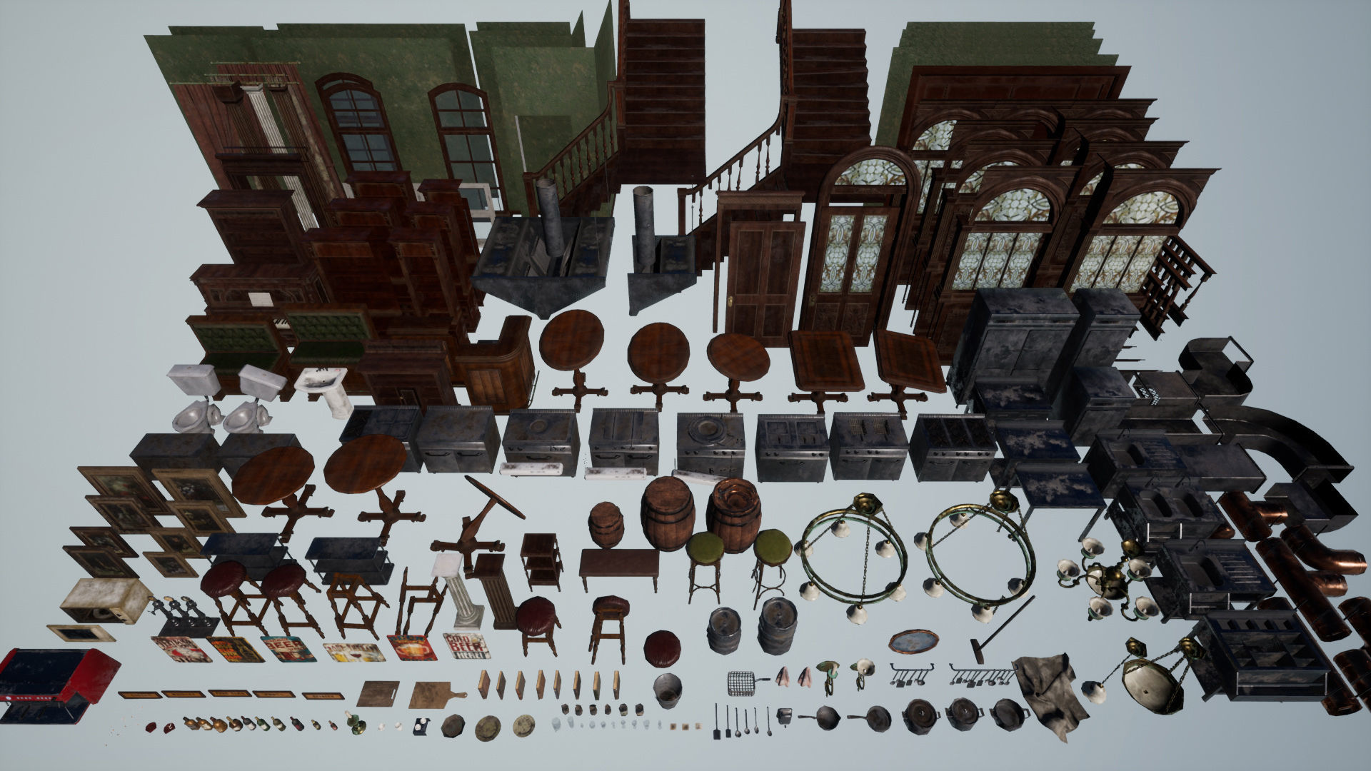 Abandoned Irish Pub Low-poly 3D model_22