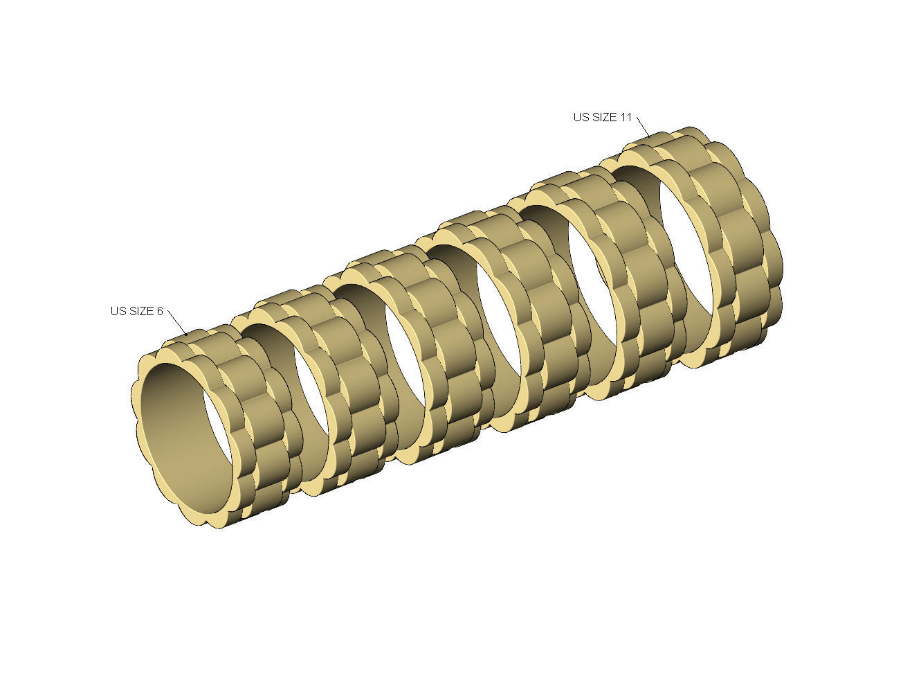 Watch link band US size 6 to 11 3D print model_2