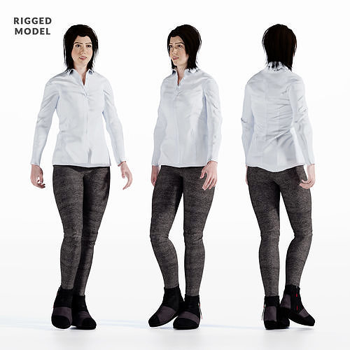 Standard walk woman - rigged model Low-poly 3D model