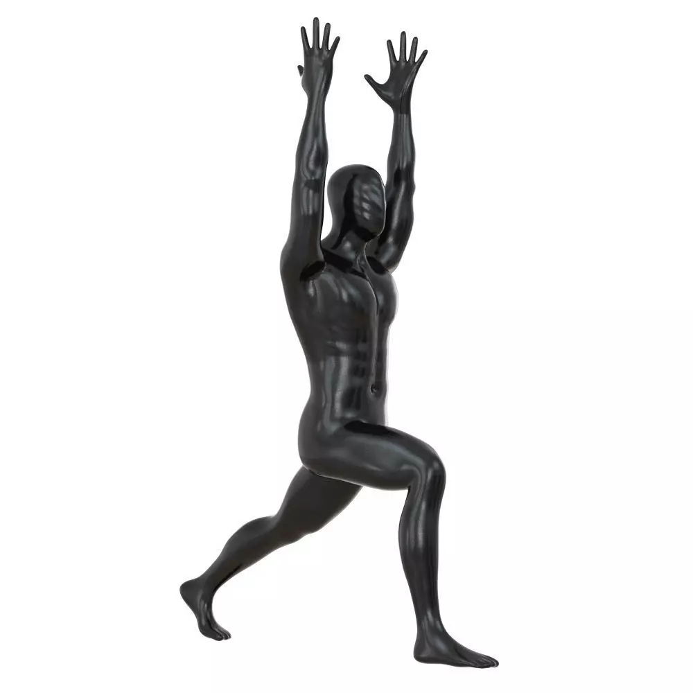 A male mannequin stands in a yoga pose 128 3D model_0