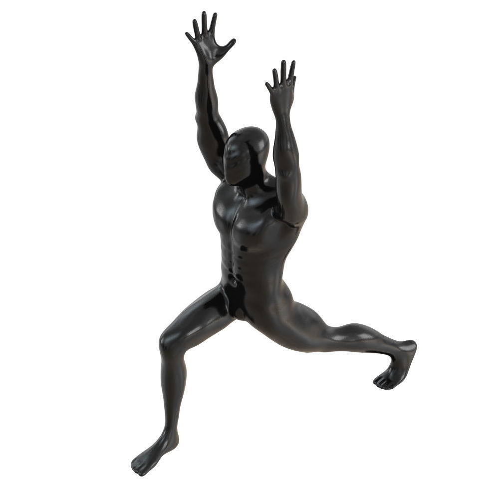 A male mannequin stands in a yoga pose 128 3D model_2