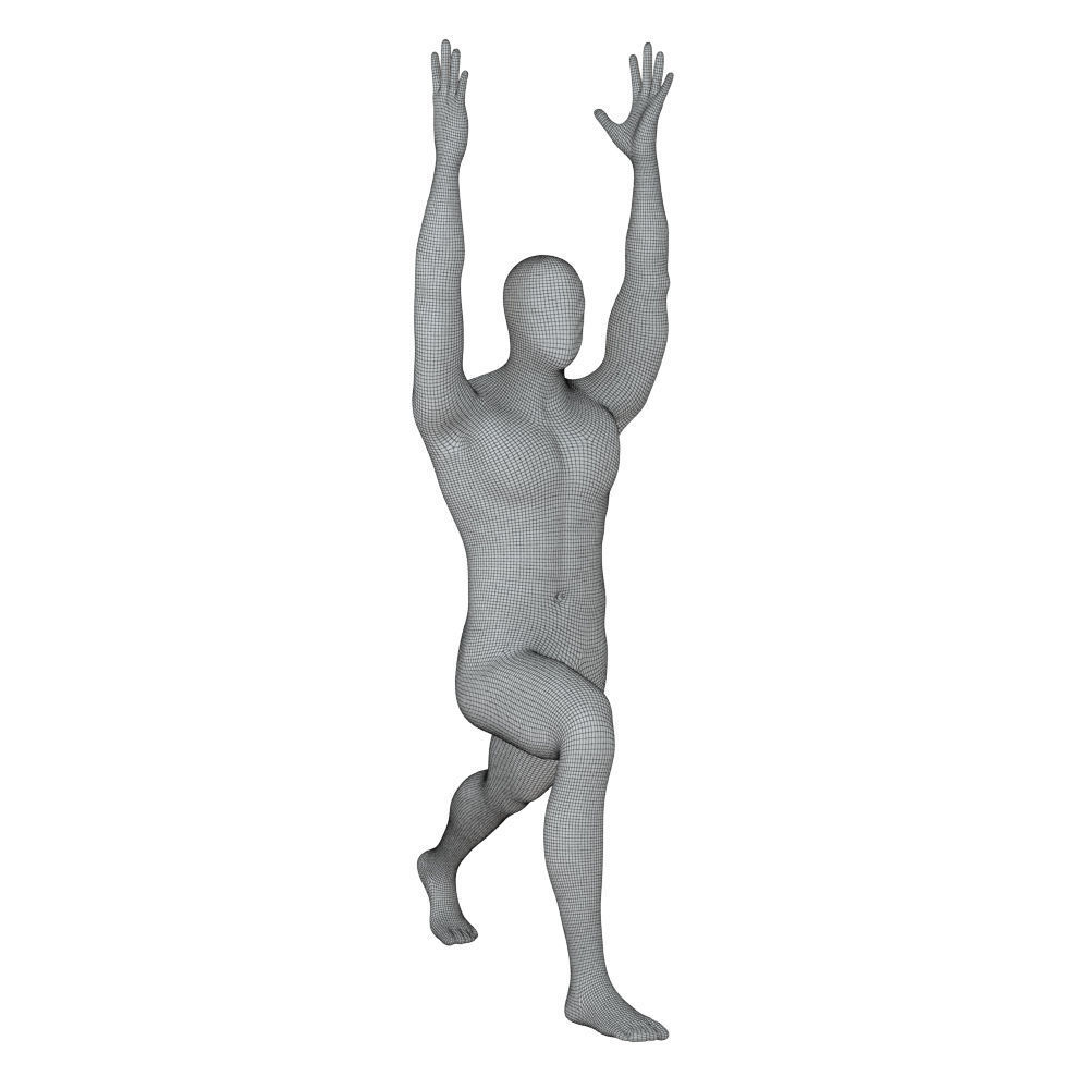 A male mannequin stands in a yoga pose 128 3D model_6