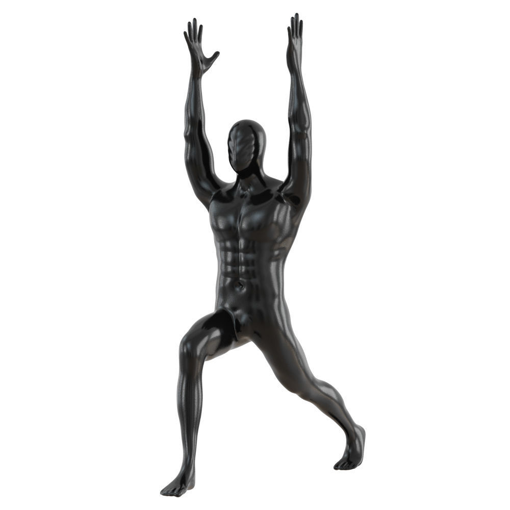 A male mannequin stands in a yoga pose 128 3D model_1