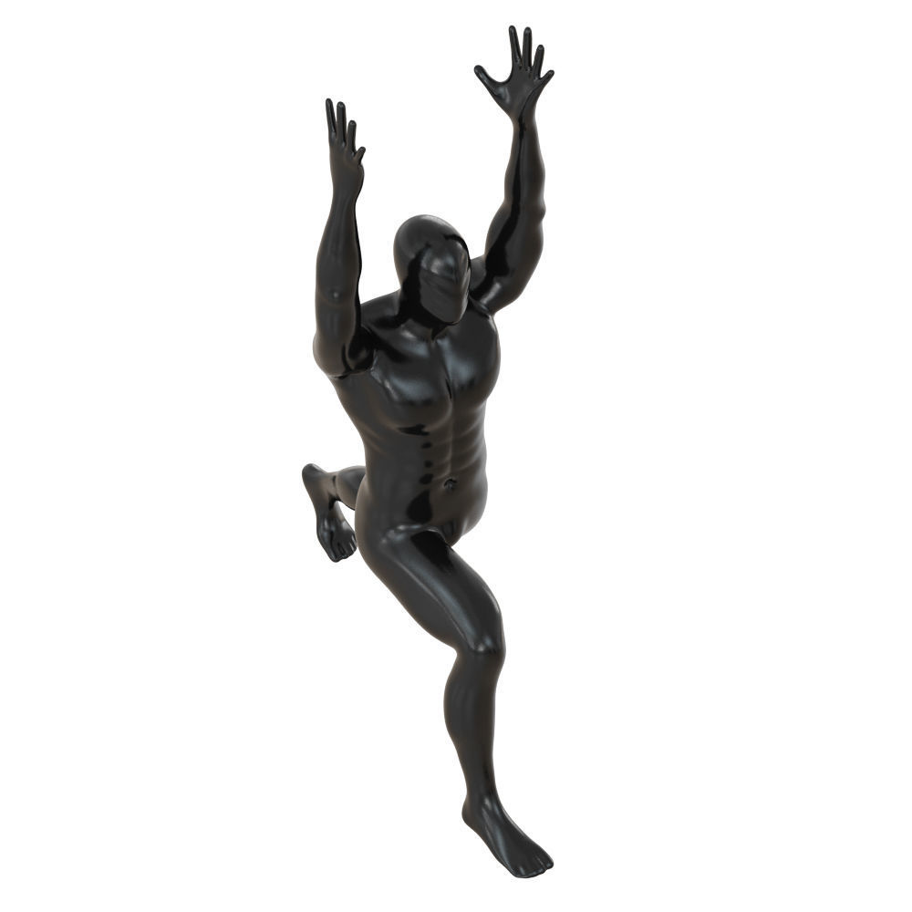 A male mannequin stands in a yoga pose 128 3D model_3