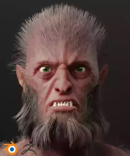 Werewolf Head Character High-Poly
