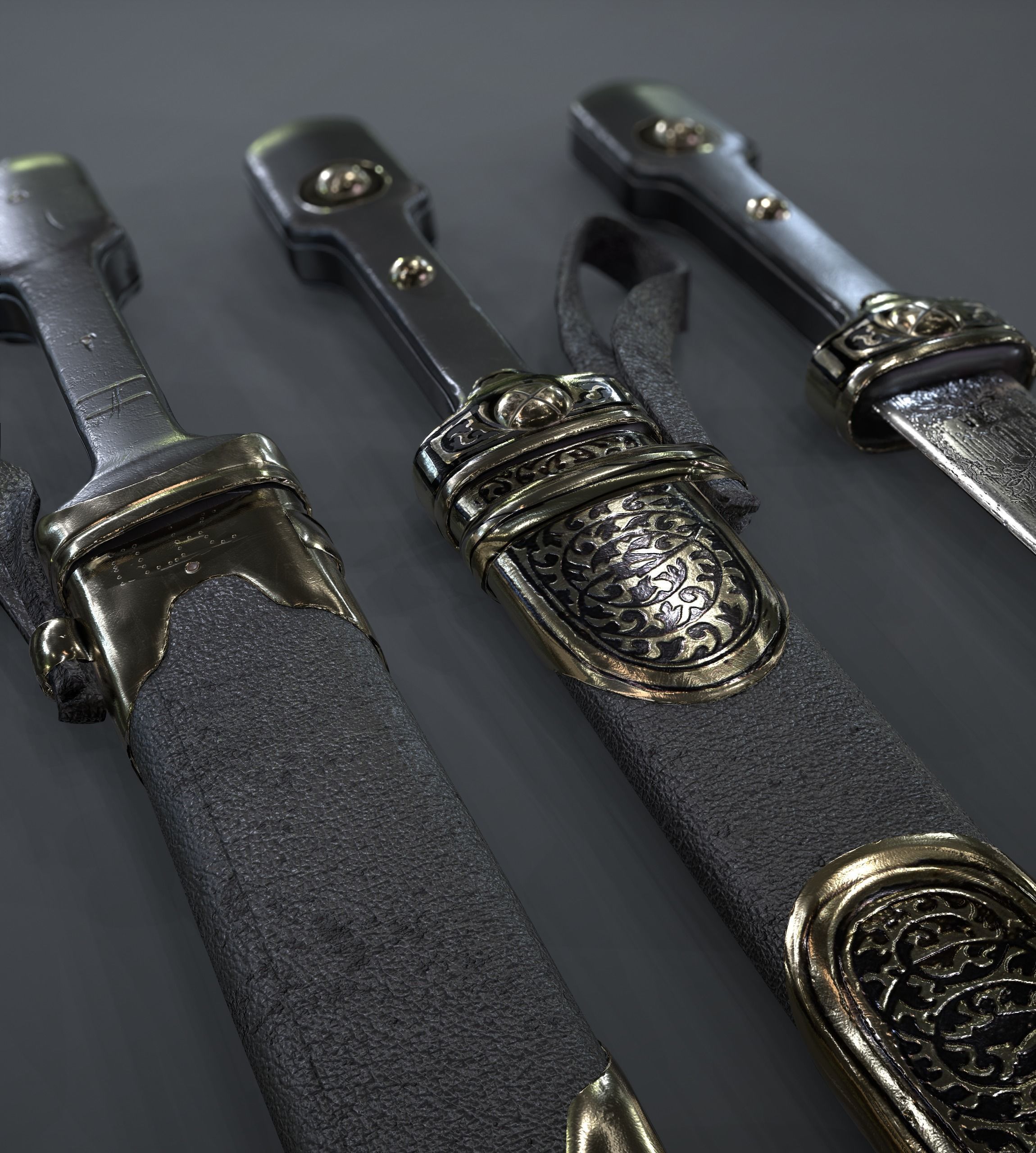 Dagger samurai sword Low-poly 3D model_13