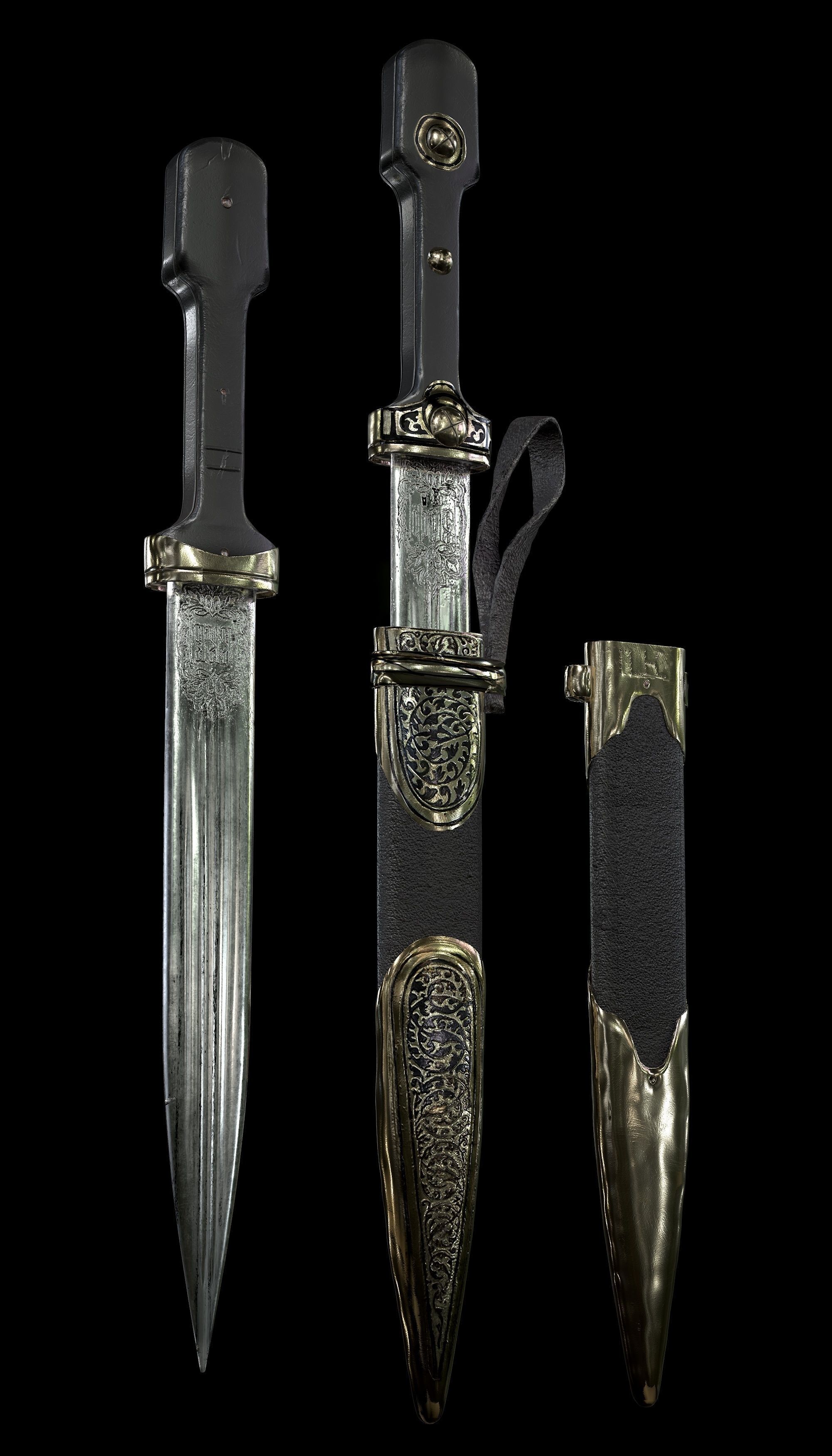 Dagger samurai sword Low-poly 3D model_9