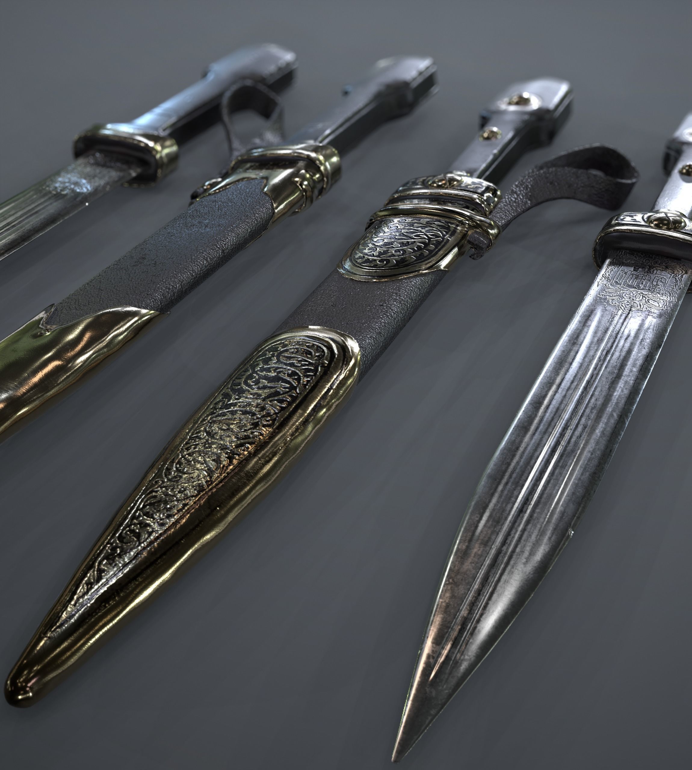 Dagger samurai sword Low-poly 3D model_15