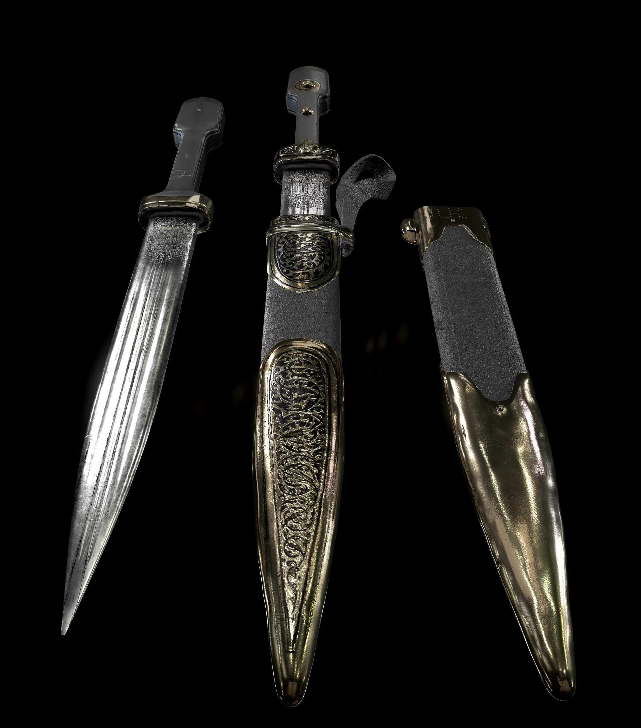 Dagger samurai sword Low-poly 3D model_10