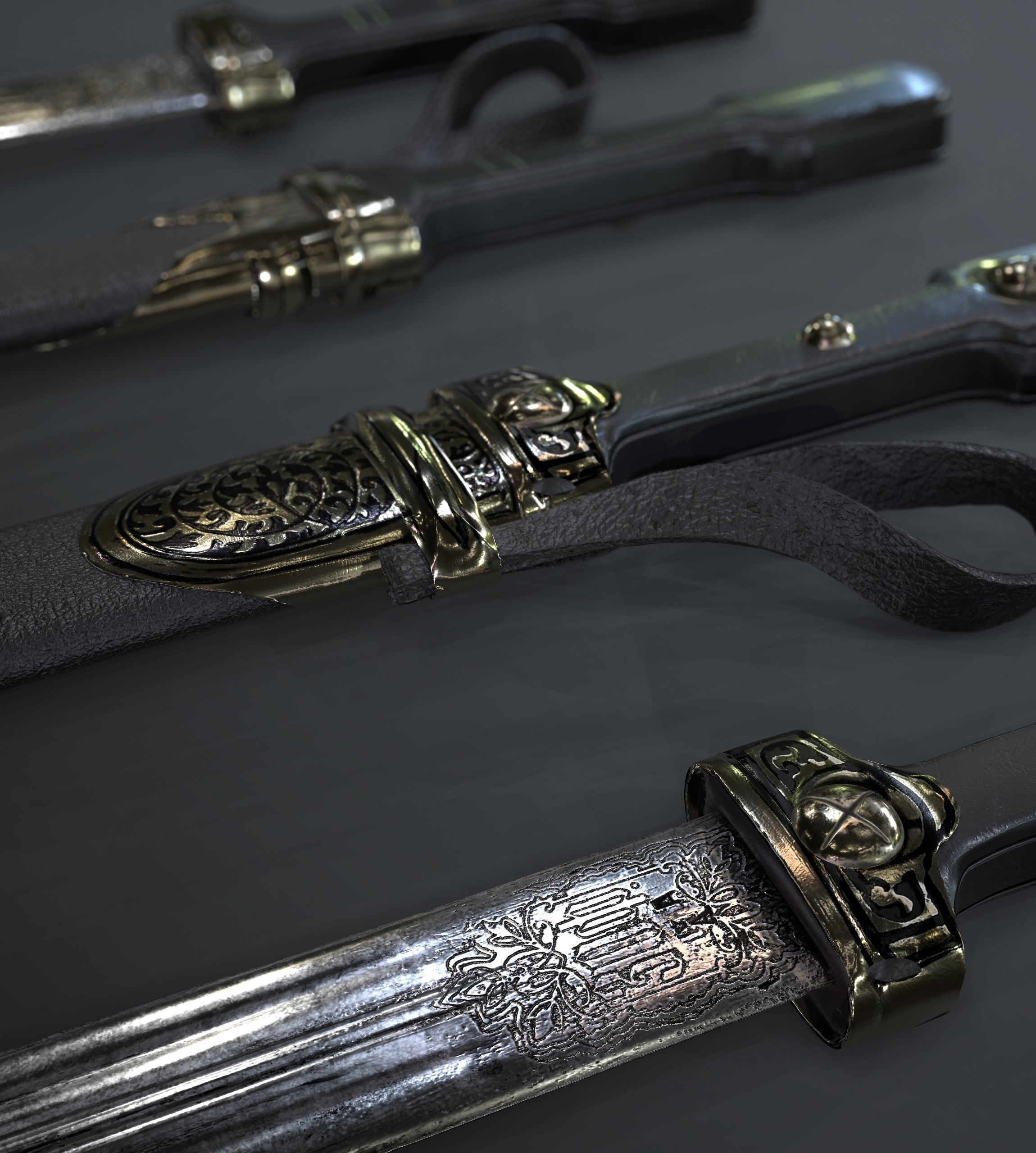 Dagger samurai sword Low-poly 3D model_14