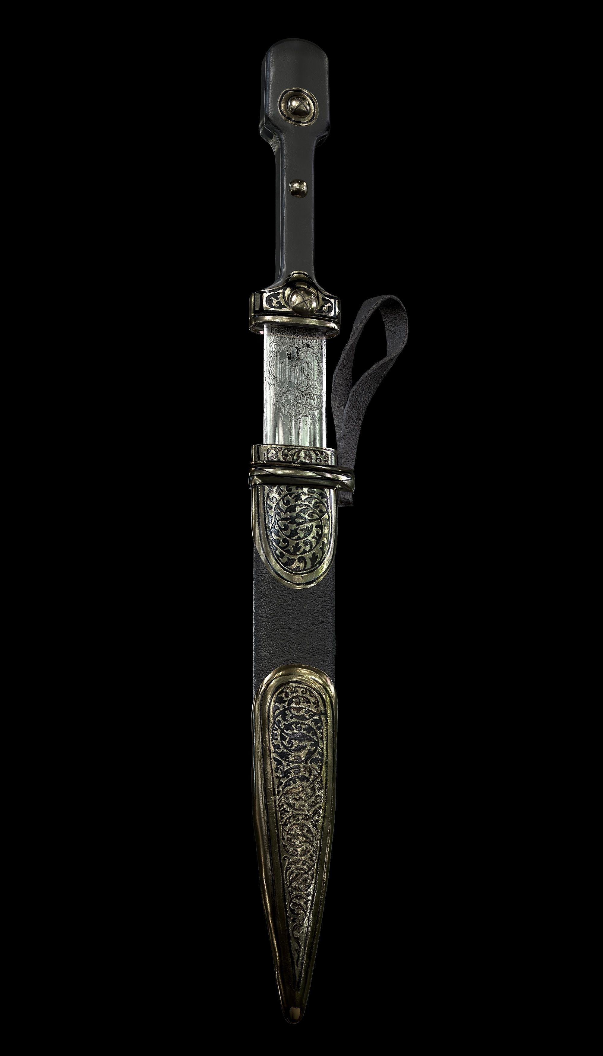 Dagger samurai sword Low-poly 3D model_5