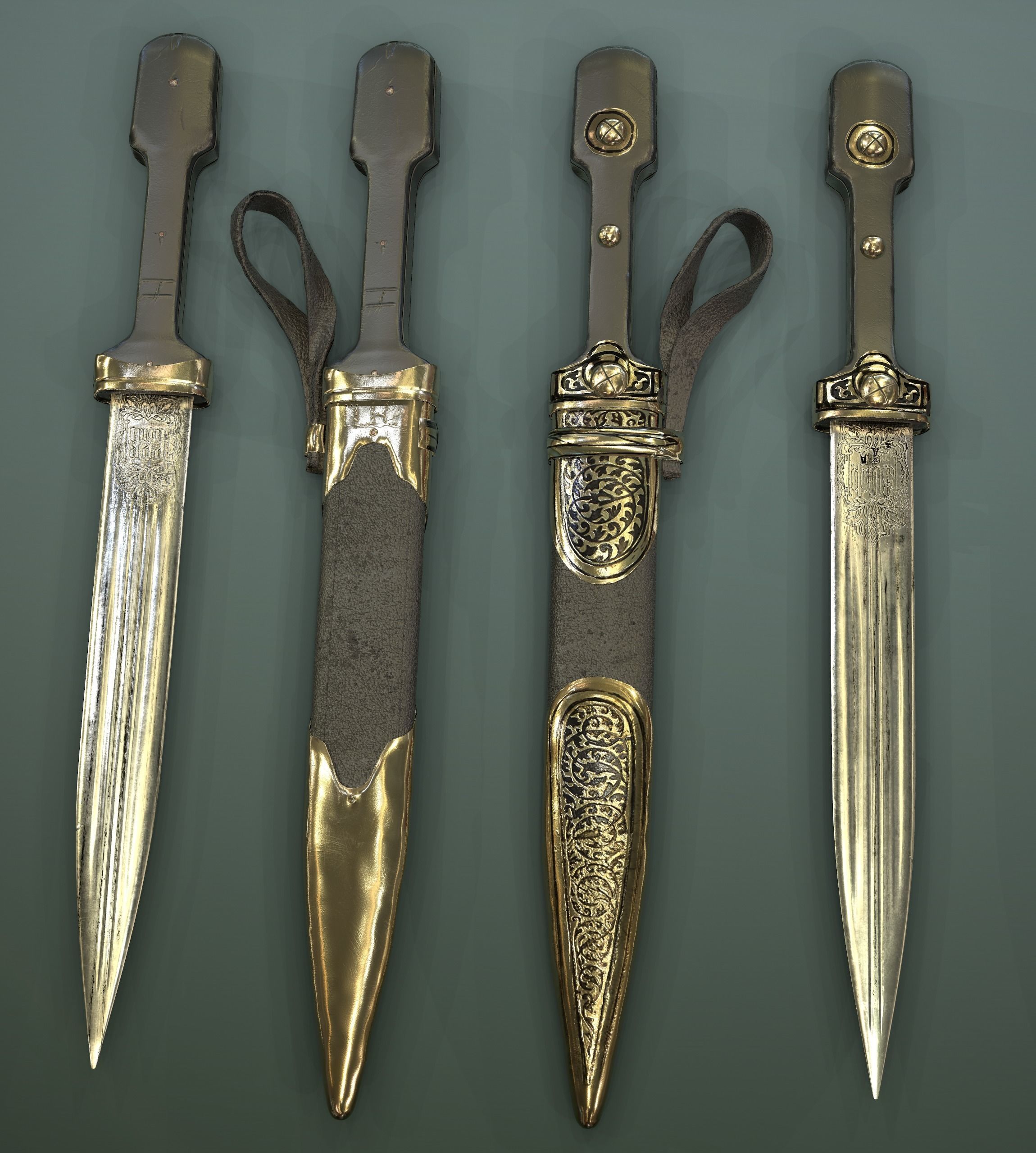 Dagger samurai sword Low-poly 3D model_12