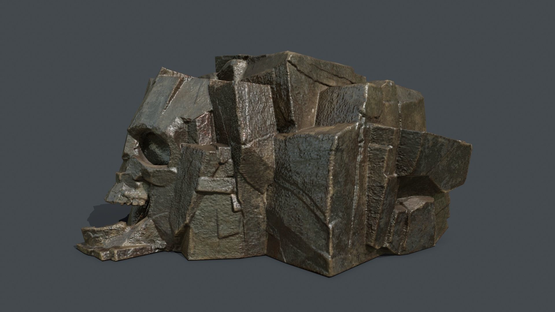 Skull Rock Low-poly 3D model_8