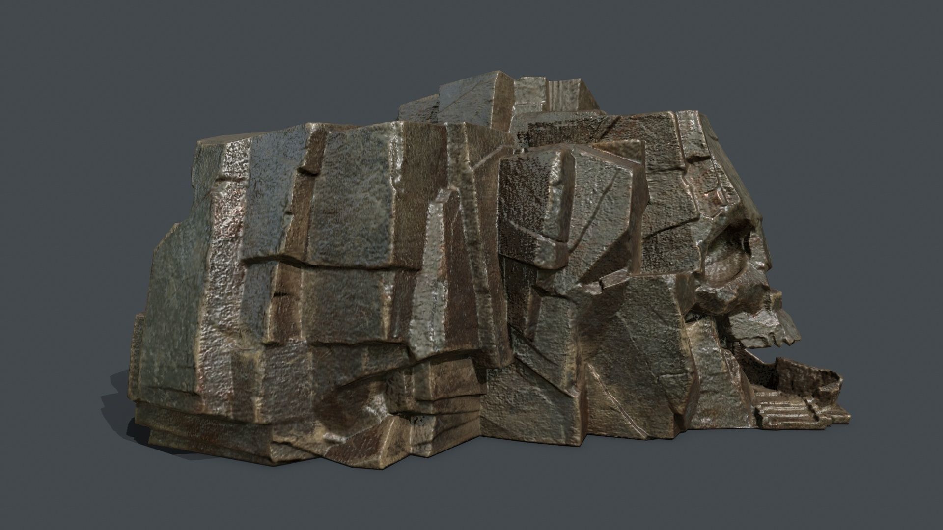 Skull Rock Low-poly 3D model_3