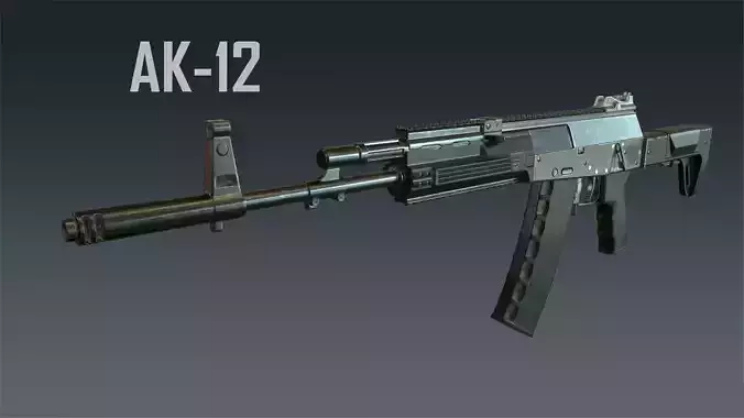 AK-12 game-ready PBR rifle Low-poly 3D model