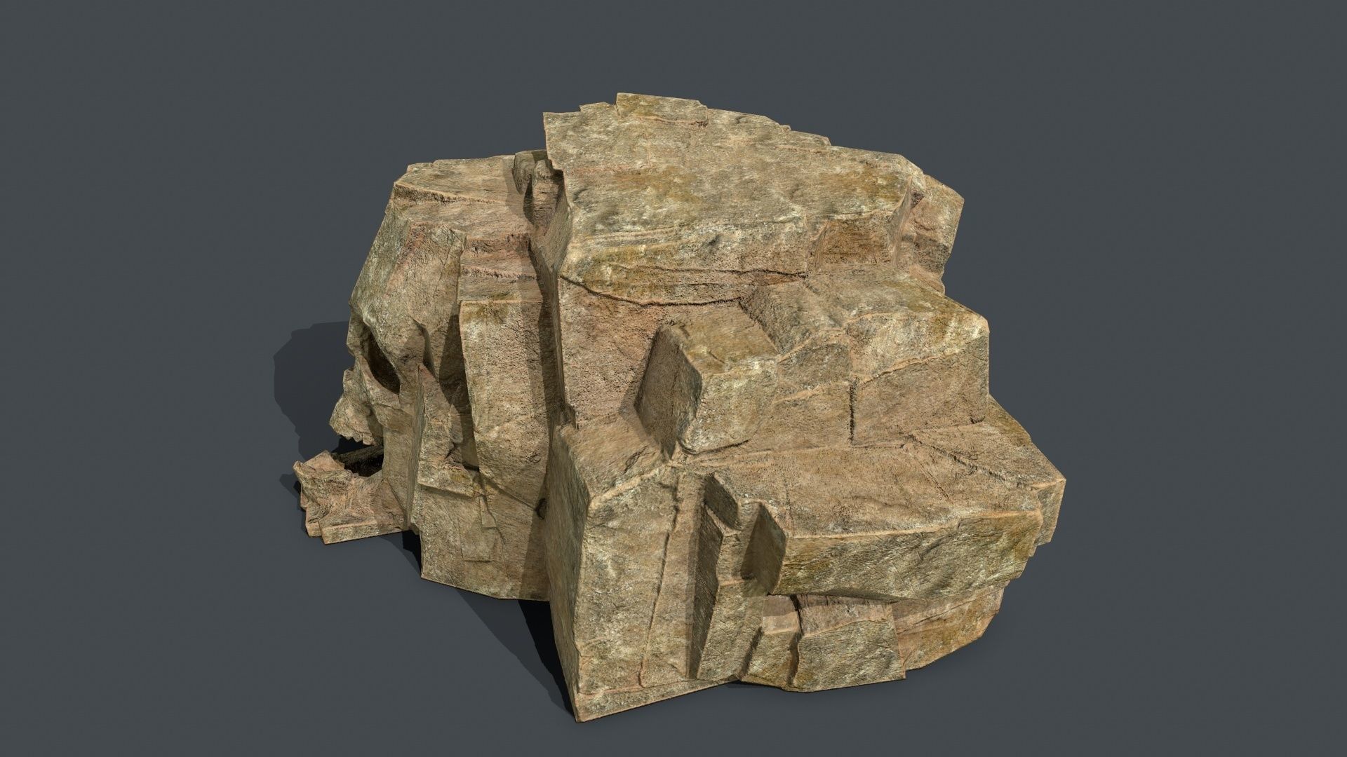 Skull Rock Low-poly 3D model_9