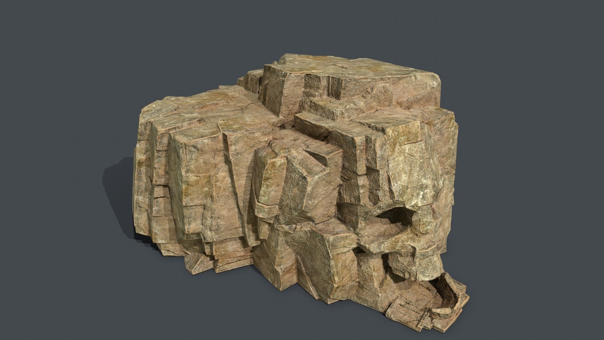 Skull Rock Low-poly 3D model_12