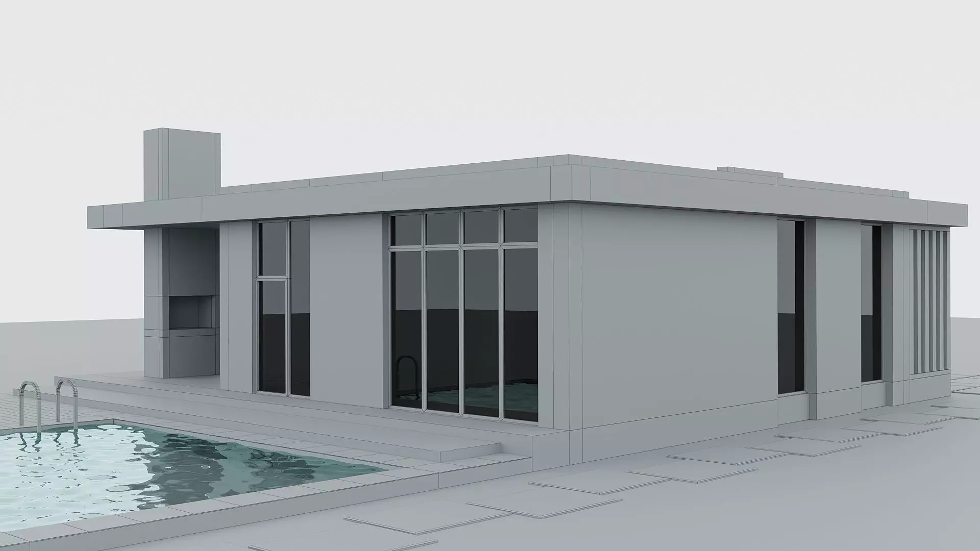 Modern Cottage - 01 Low Poly 3D Model Free low-poly 3D model