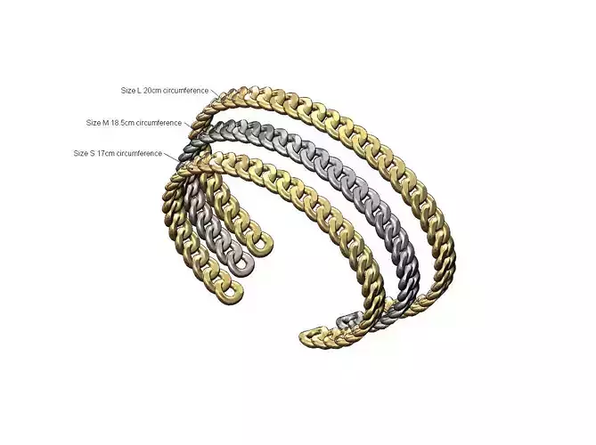 Solid 7mm wide Cuban chain link cuff bracelet
