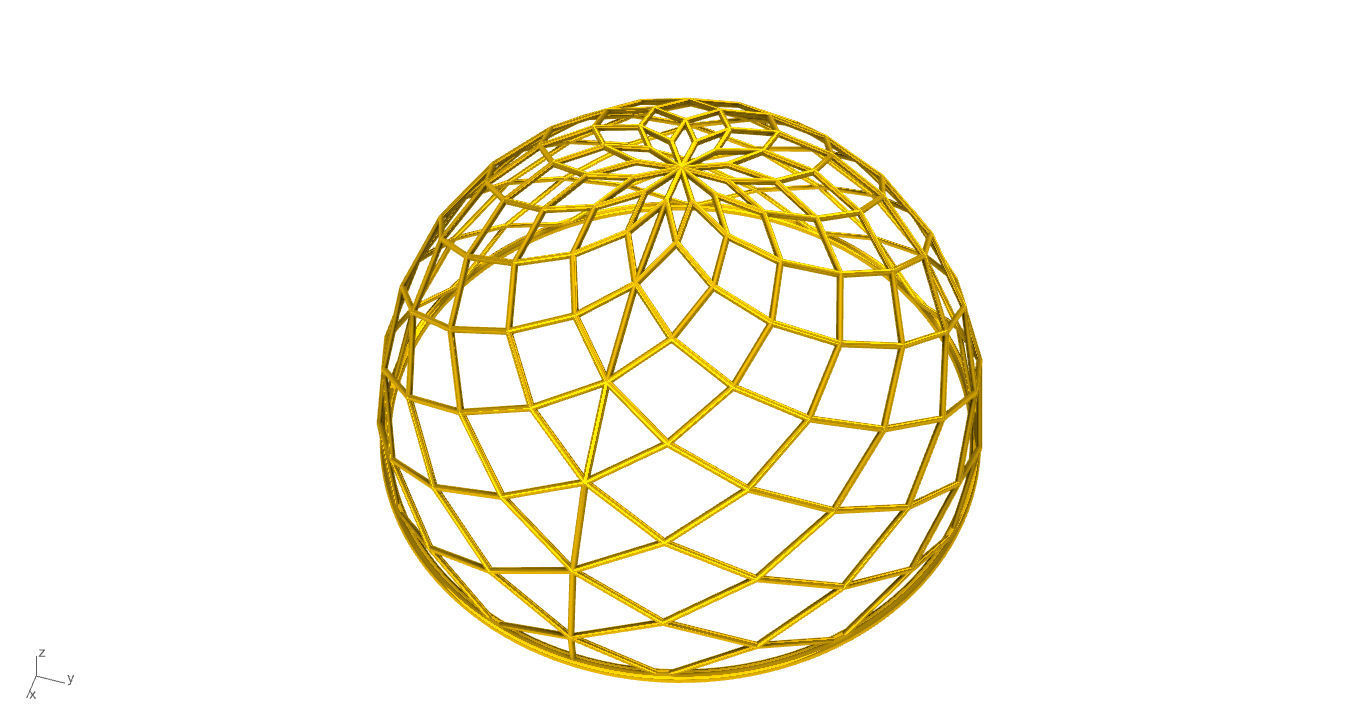 Architectural Dome Pack 6 Variations Diagonal Grid Structure 3D model_7