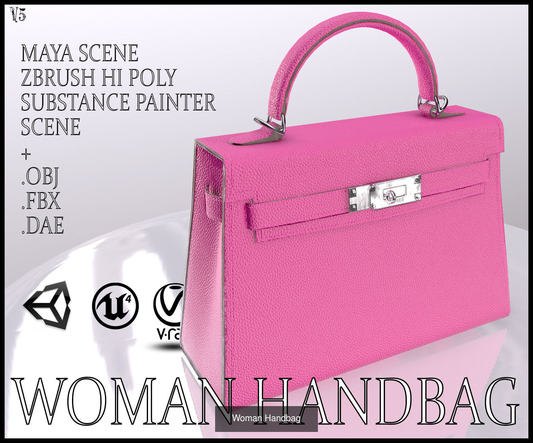 Luxury Handbags 3D Model Collection_9