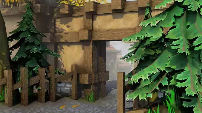 Medieval Village Low Poly - Animated