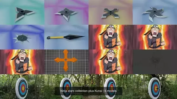 Ninja stars collection plus Kunai 