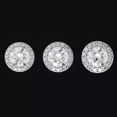 Brand set of single diamond earrings studs with diamonds around