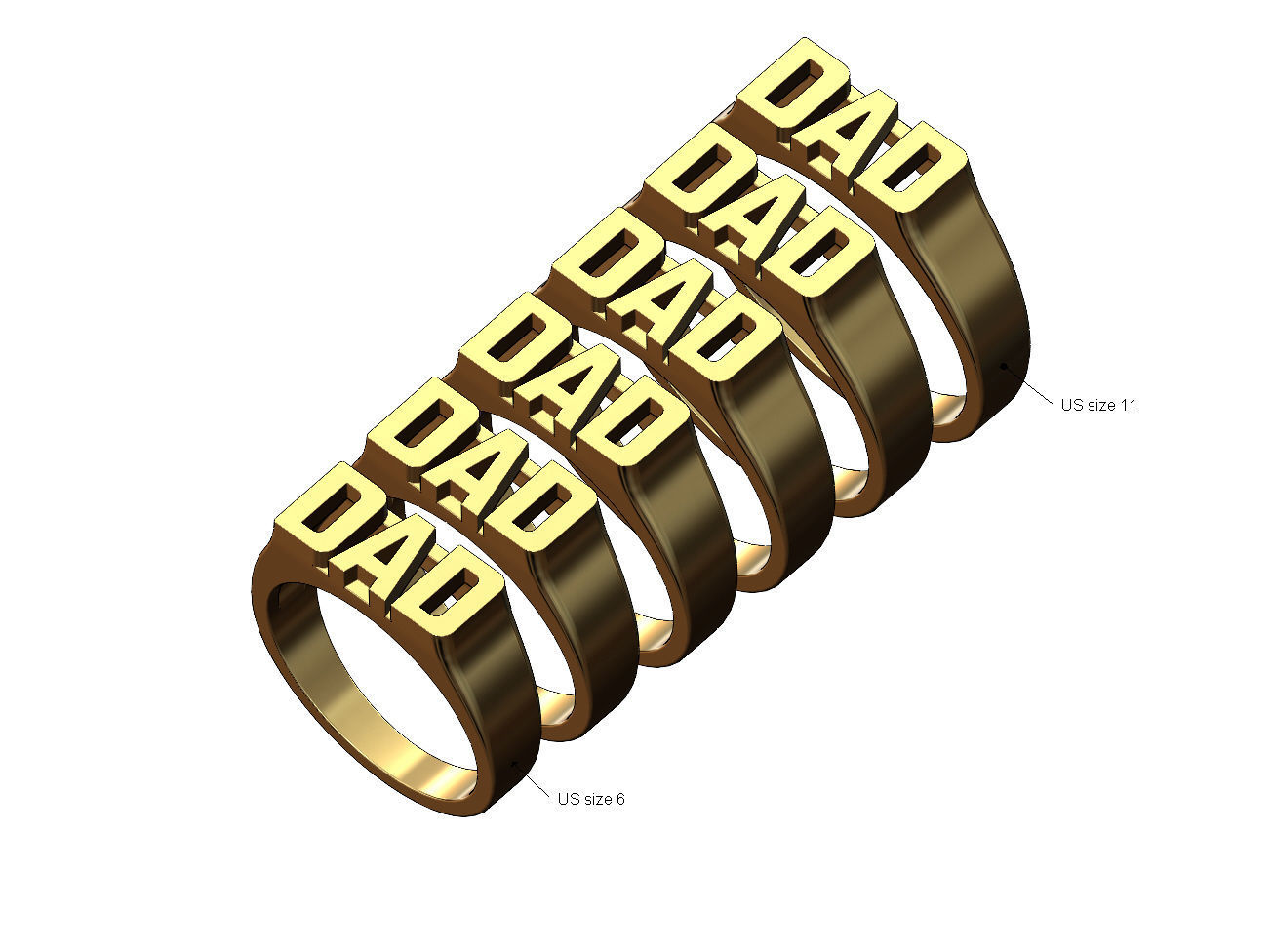 DAD statement name signet ring size 6 to 11 3D print model_1