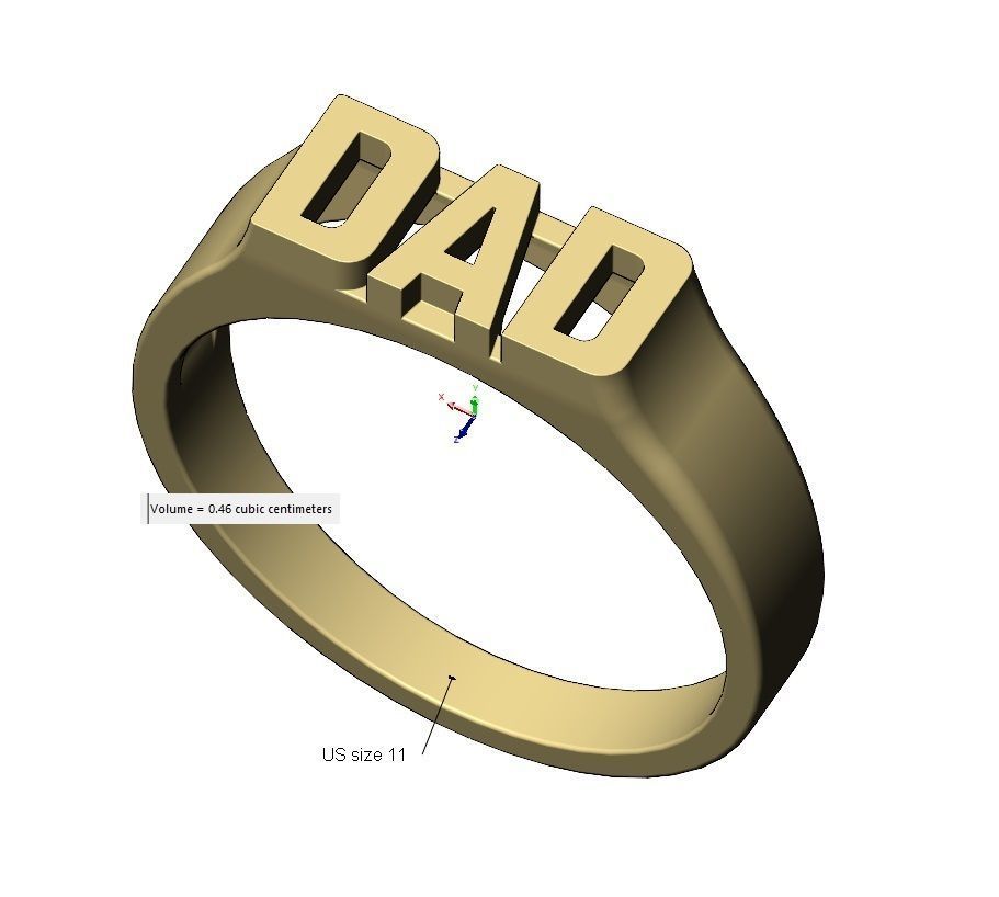 DAD statement name signet ring size 6 to 11 3D print model_14