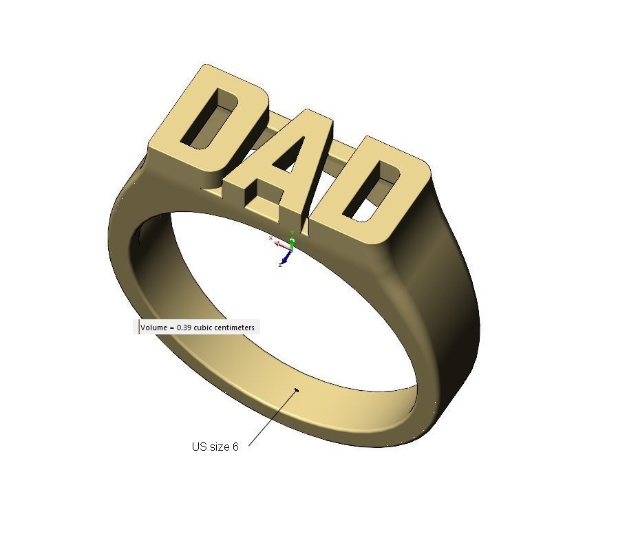 DAD statement name signet ring size 6 to 11 3D print model_13