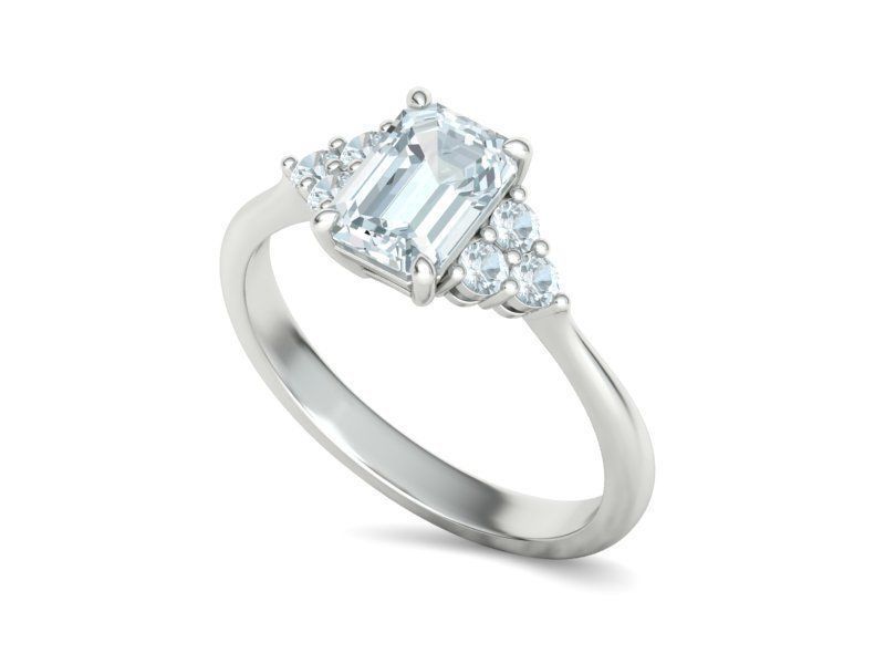 1ct Emerald Cut Diamond Engagement Ring  3dmodel 3D print model_14