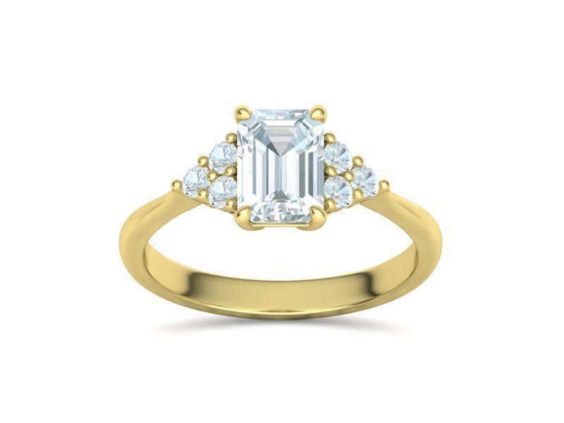 1ct Emerald Cut Diamond Engagement Ring  3dmodel 3D print model_13
