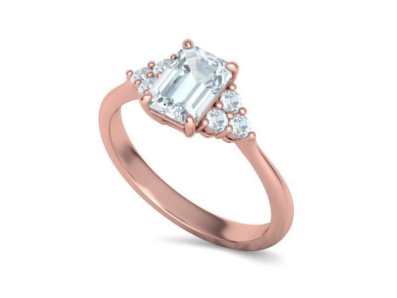 1ct Emerald Cut Diamond Engagement Ring  3dmodel 3D print model_15
