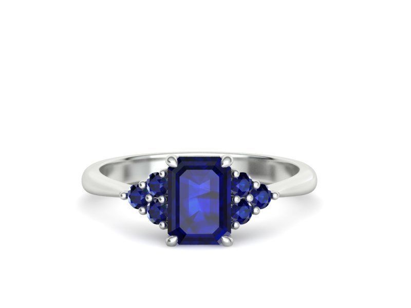 1ct Emerald Cut Diamond Engagement Ring  3dmodel 3D print model_4