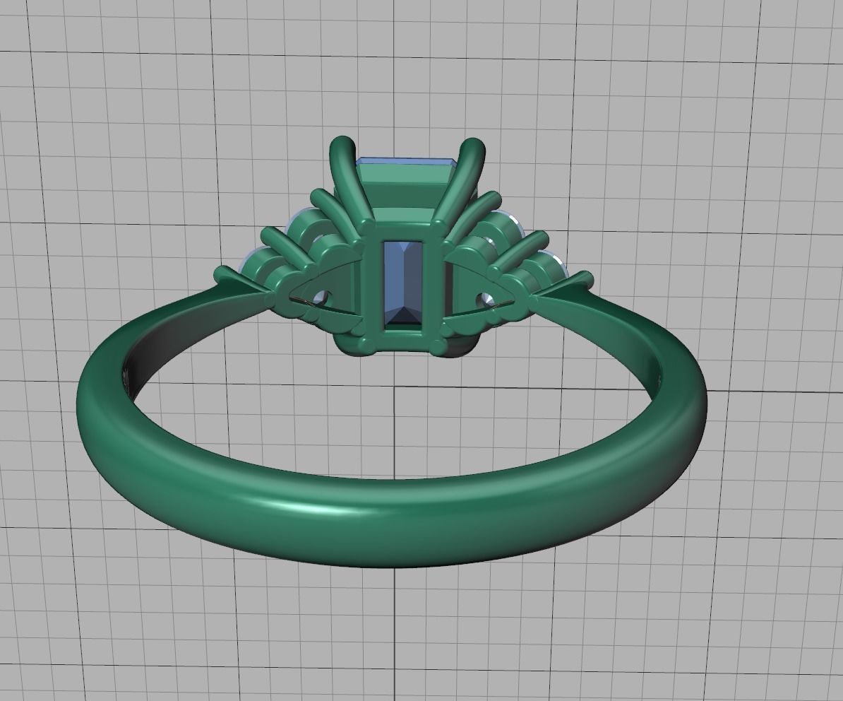 1ct Emerald Cut Diamond Engagement Ring  3dmodel 3D print model_21