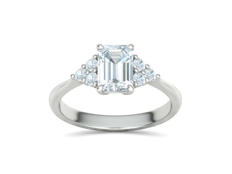 1ct Emerald Cut Diamond Engagement Ring  3dmodel 3D print model_11