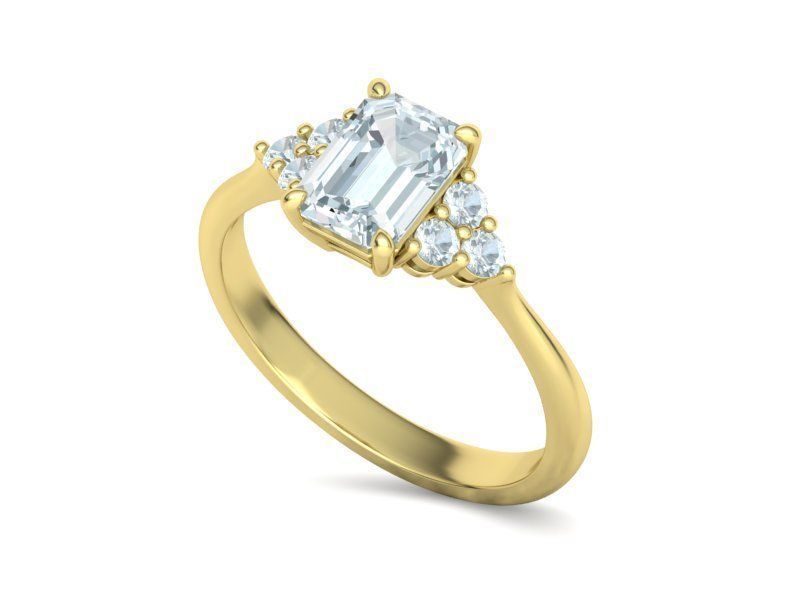 1ct Emerald Cut Diamond Engagement Ring  3dmodel 3D print model_16