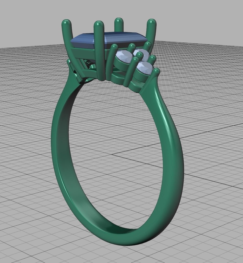 1ct Emerald Cut Diamond Engagement Ring  3dmodel 3D print model_19