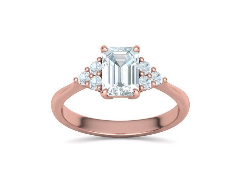 1ct Emerald Cut Diamond Engagement Ring  3dmodel 3D print model_12