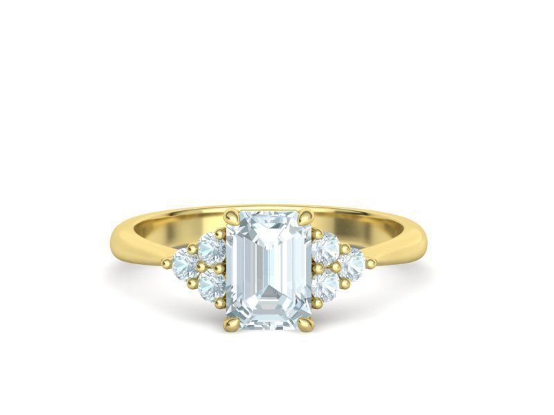 1ct Emerald Cut Diamond Engagement Ring  3dmodel 3D print model_7