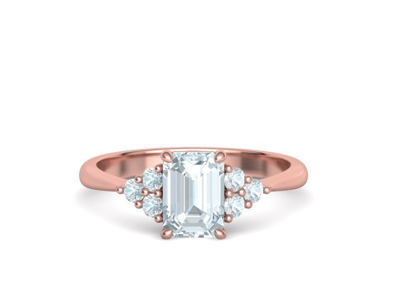 1ct Emerald Cut Diamond Engagement Ring  3dmodel 3D print model_5