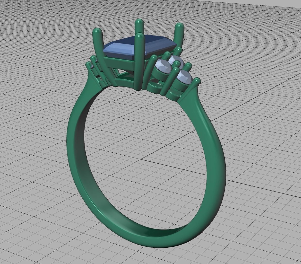 1ct Emerald Cut Diamond Engagement Ring  3dmodel 3D print model_20