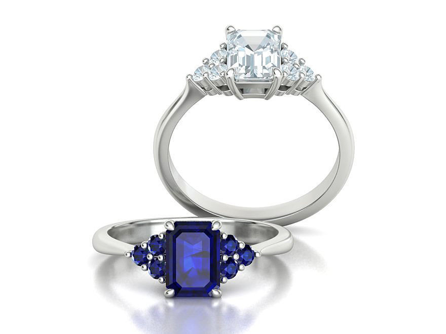 1ct Emerald Cut Diamond Engagement Ring  3dmodel 3D print model_2