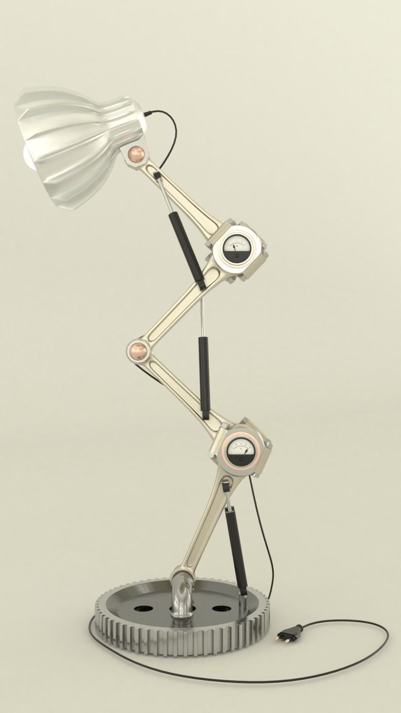 Industrial adjustable desk lamp 3D model_5