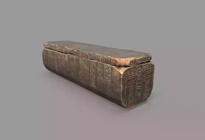 Egyptian Wooden Coffin Low-poly 3D model