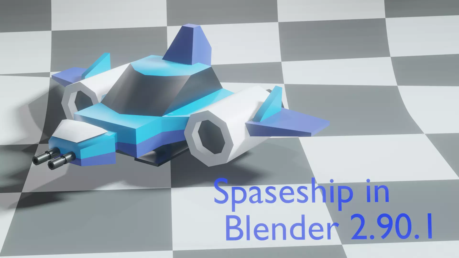 LOW-POLY Spaceship in blender Free low-poly 3D model